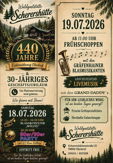Eine Gasthaus mitten im Nadelwald feiert 440 Jahre Jubiläum und die Familie die die Gaststätte betreibt hat gleichzeitig 30-jähriges Jubiläum&nbsp;&copy;&nbsp;Einheitsgemeinde Ohrdruf